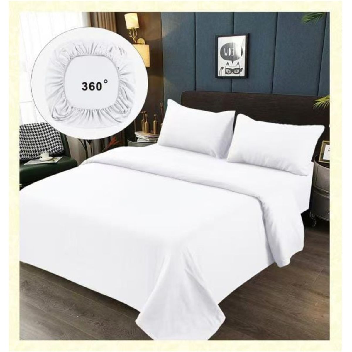 COMPRAPO - Juego de Sábanas 2 Plazas Blanco Liso Casa Sol