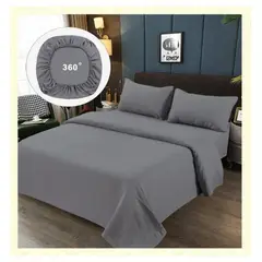 COMPRAPO - Juego de Sábanas 2 Plazas Gris Liso Casa Sol