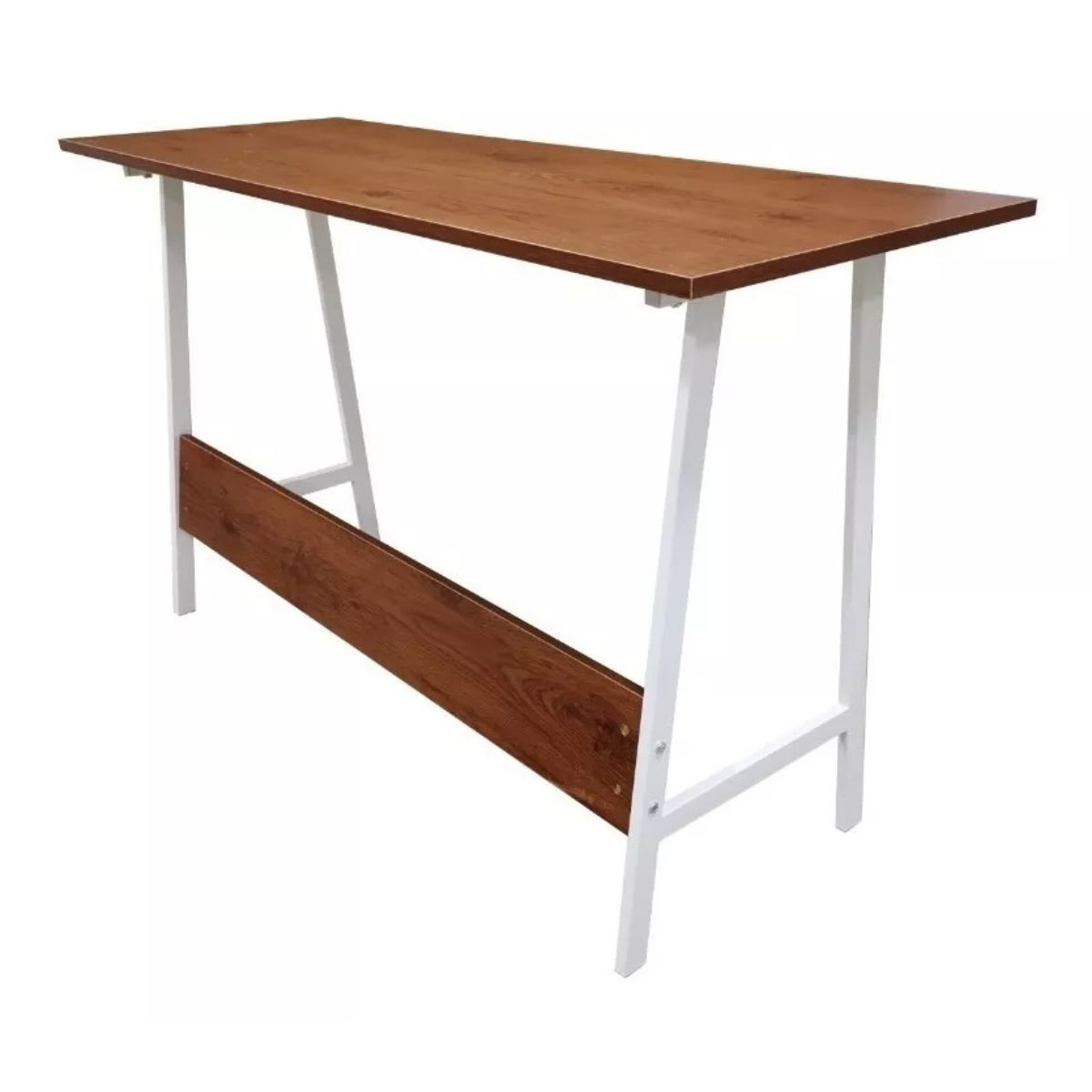 TODODESCUENTO - Escritorio Simple Metálico Estilo Industrial- Café/Blanco