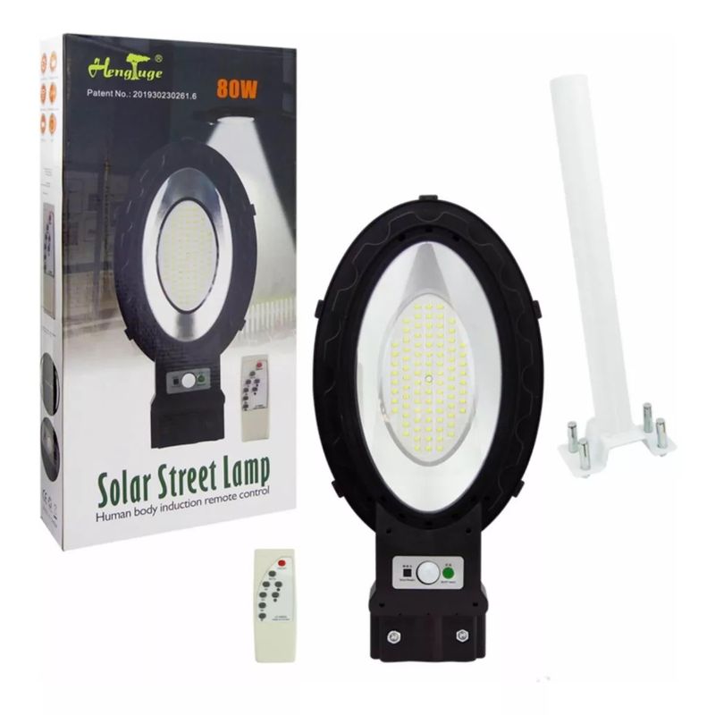 GENERICO - Foco Solar Ovalado 90 Led 80 Watts Con Control más Soporte Metal