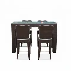 TERRA ESTILO - Bar Rattan Natural Con Ruedas