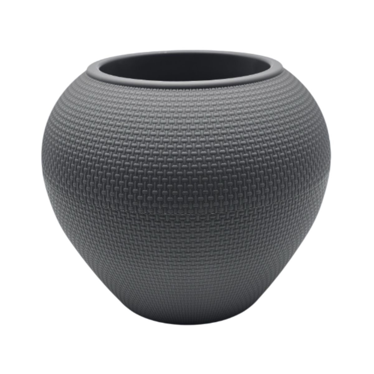 GENERICO - Set 2 Maceteros Plastico Redondo Ovalado Moderno Textura L - Gris