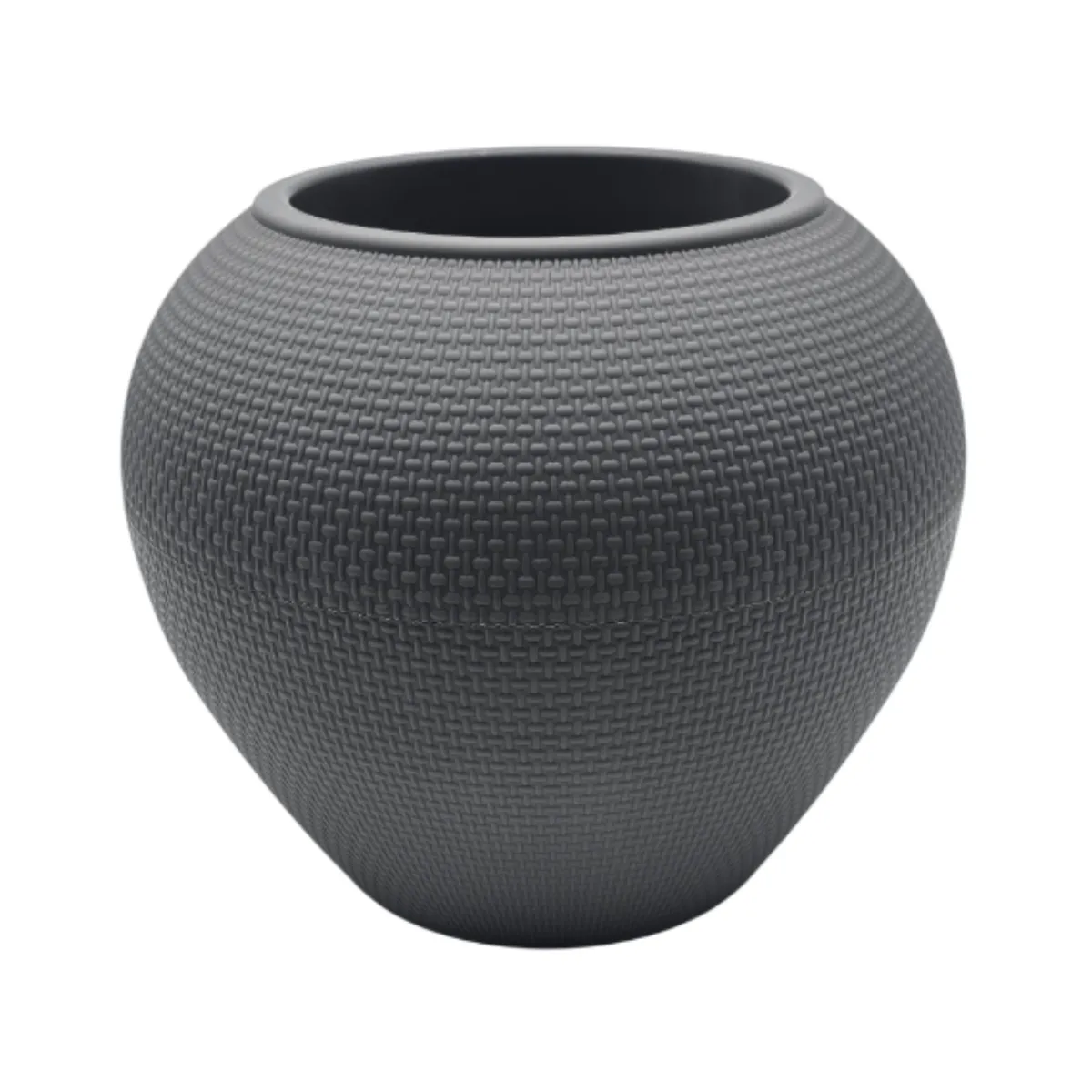 GENERICO - Set 2 Maceteros Plastico Redondo Ovalado Moderno Textura L - Gris