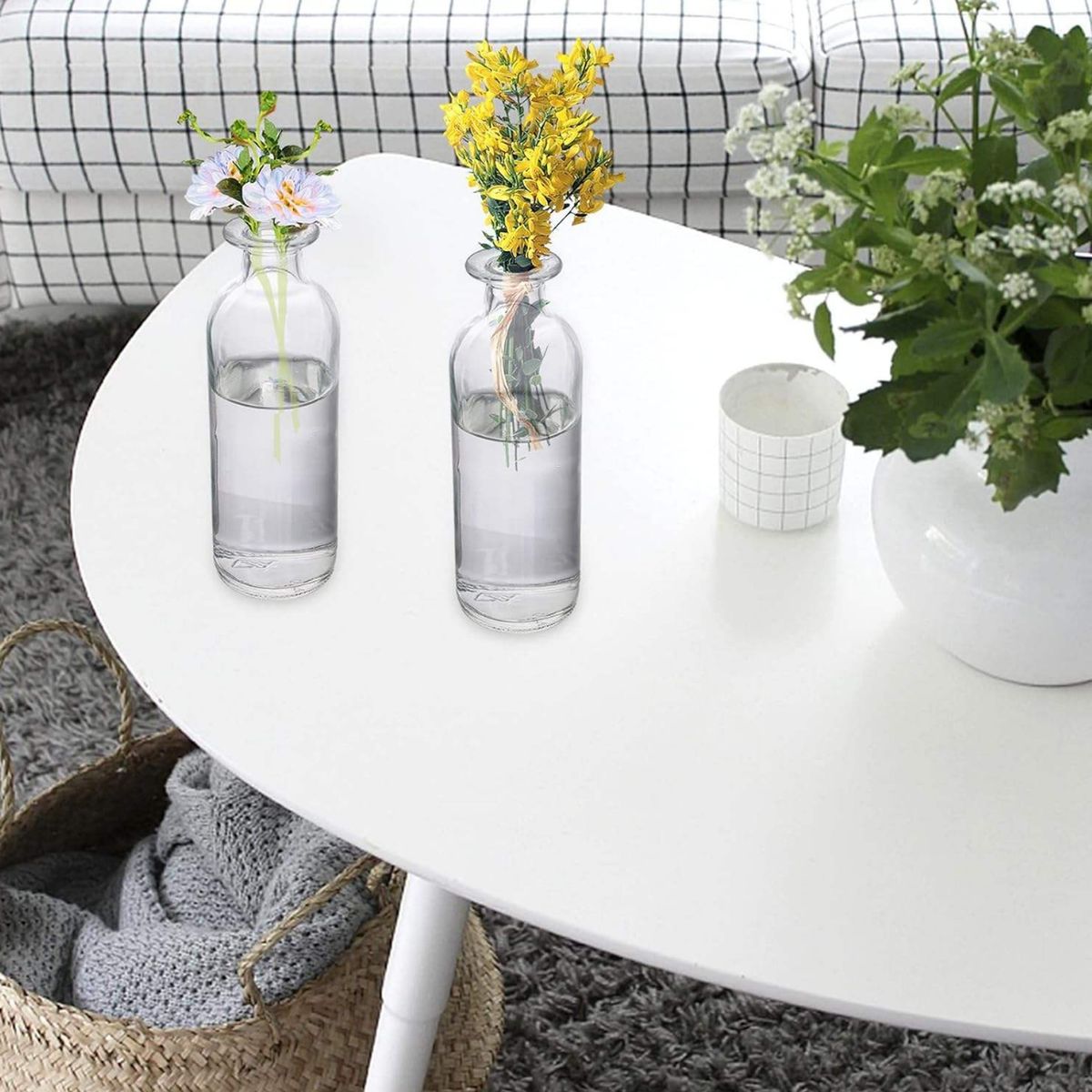 GENERICO - Florero Botella Decorativa De Vidrio Cristal Transparente