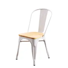 MOBOI - Silla Tolix con Asiento de Madera Blanca