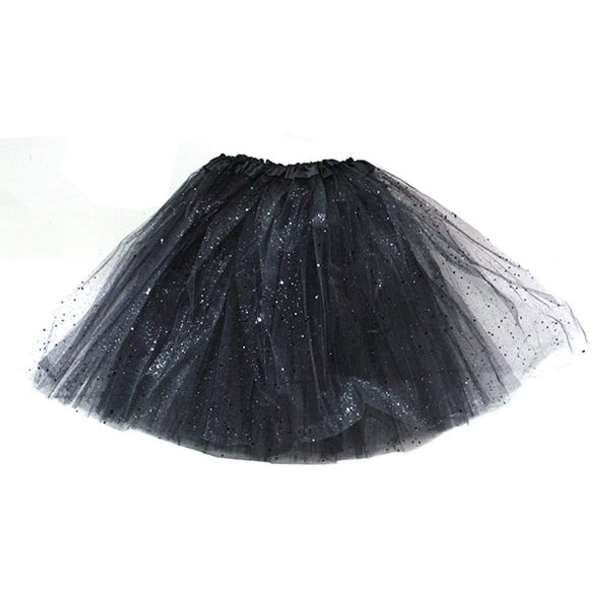 GENERICO - FALDA BALLERINA ADULTO ESCARCHA NEGRO 40CM X1 UNI