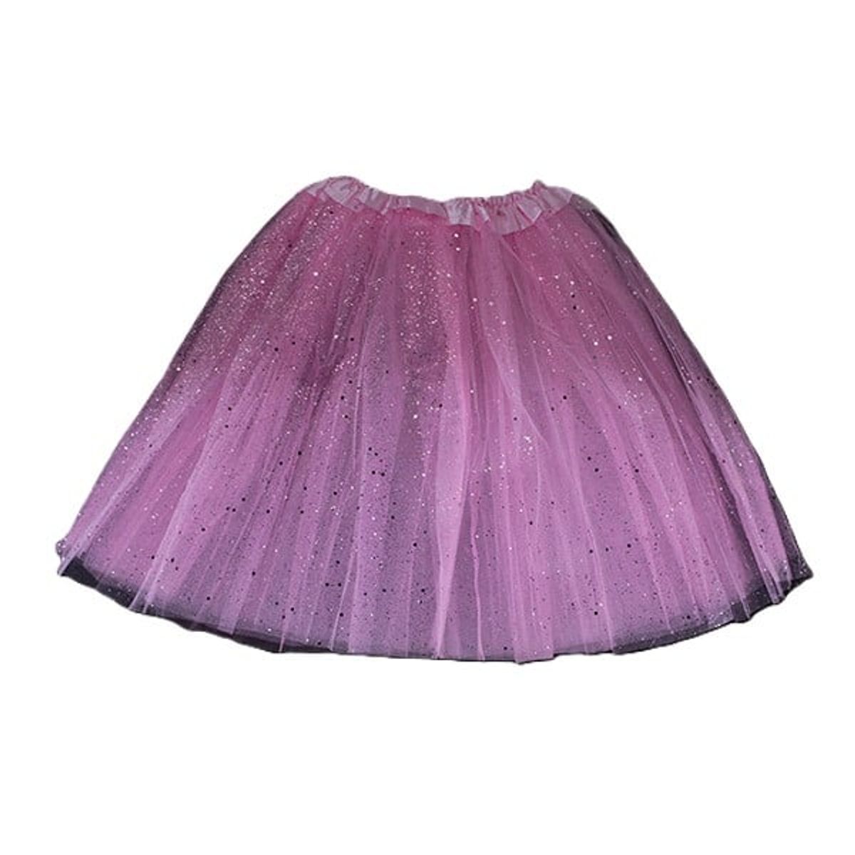 GENERICO - FALDA BALLERINA ADULTO ESCARCHA ROSADO 40CM X1 UNI