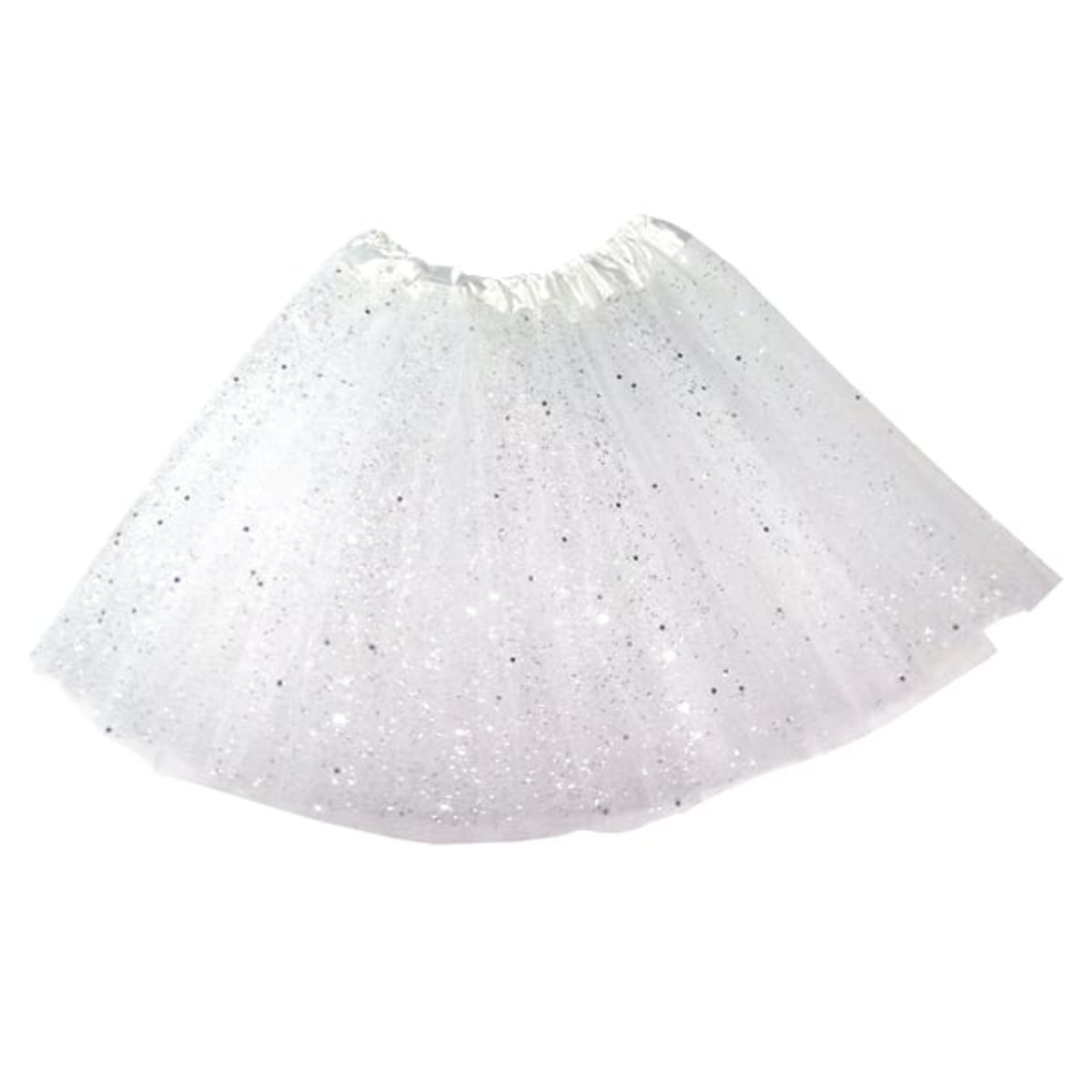 GENERICO - FALDA BALLERINA ESCARCHA BLANCO 30 CMS X1 UNI