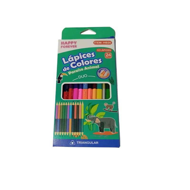GENERICO - Lápices de Doble Punta  24 Colores en un Set de 12 Lápices