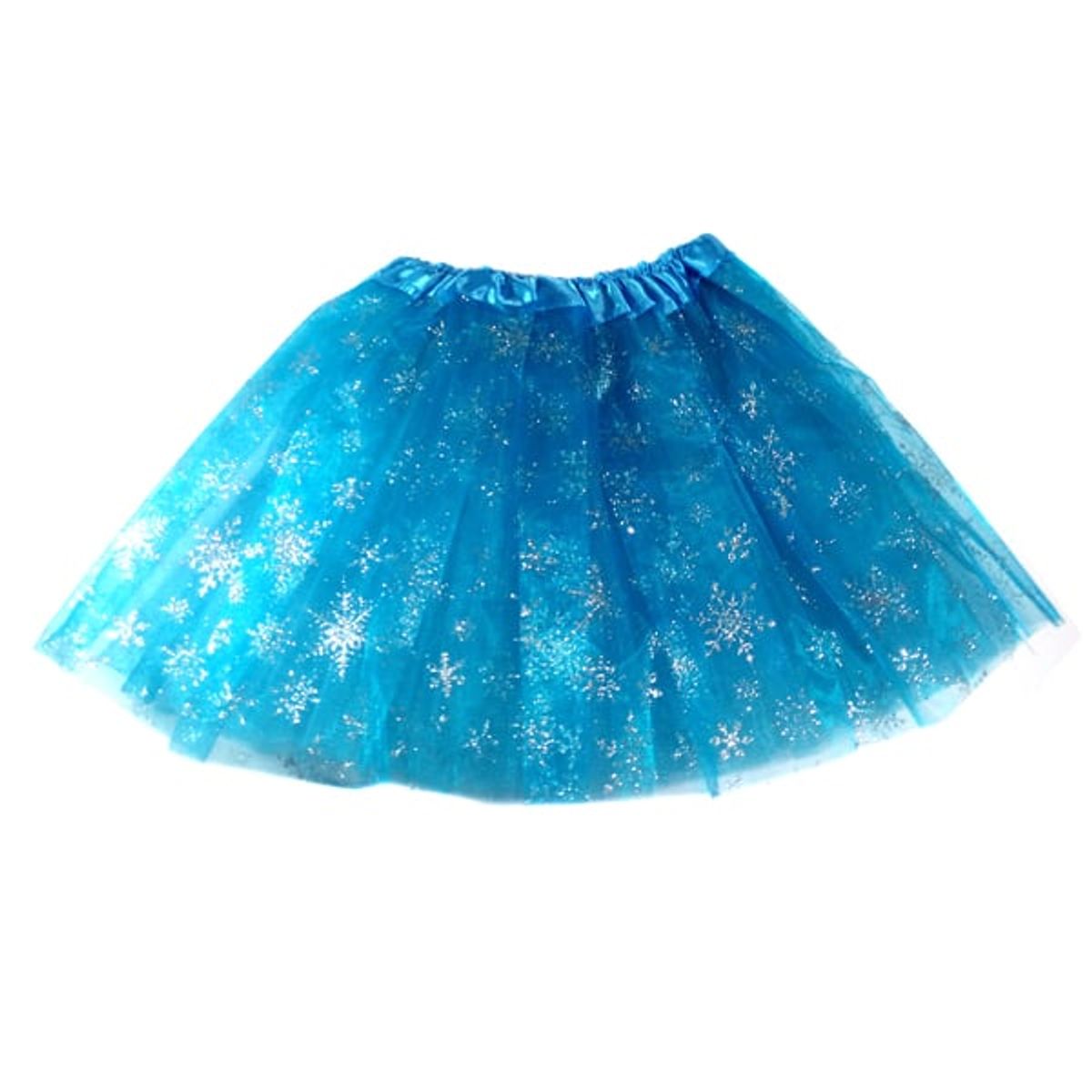 GENERICO - FALDA BALLERINA ESCARCHA CELE/BLAN SNOW FLAKE 30 CM X1 UNI