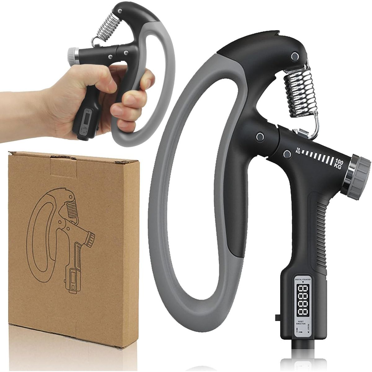 KUANGYE - Hand Grip Ejercitador De Mano Ejercitador Antebrazo 10-100kg