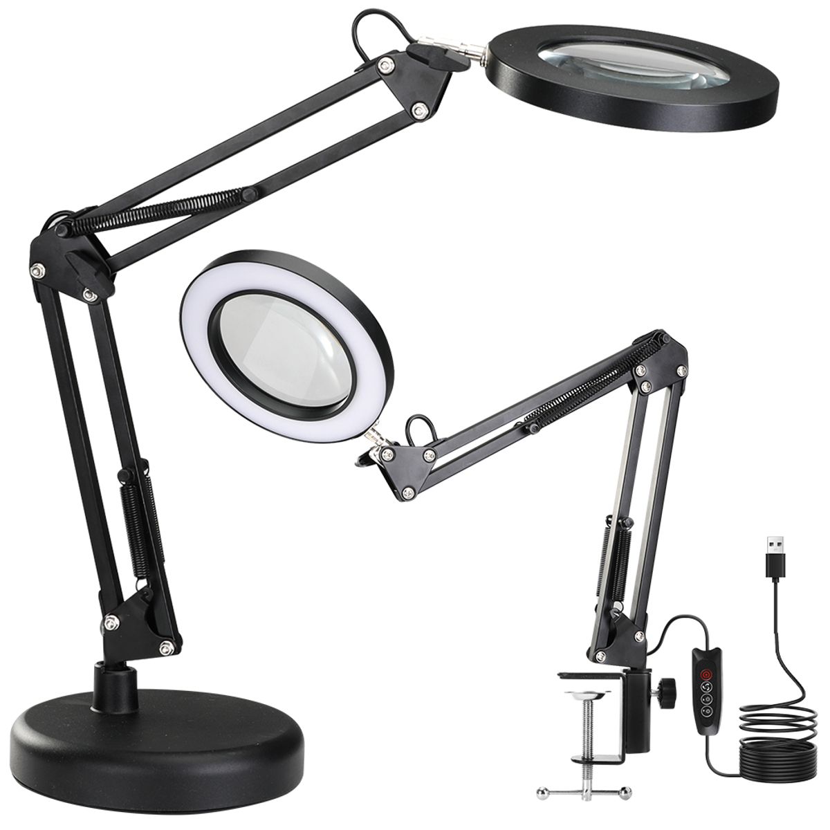 SLOWTON - Lámpara De Escritorio Led Iluminada Lupa De 10x Con Base