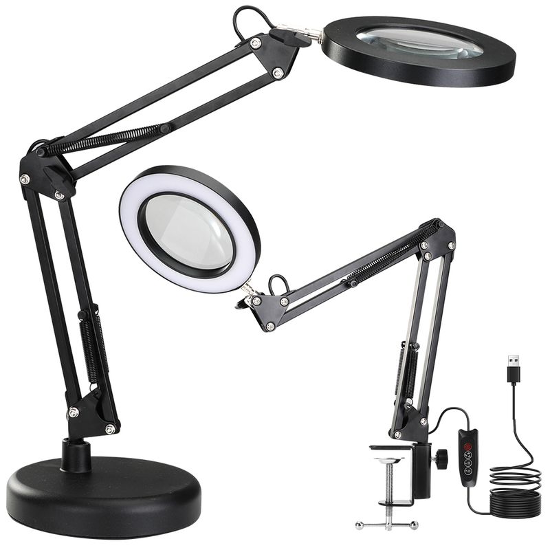 LUKOVEE - Lámpara De Escritorio Led Iluminada Lupa De 10x Con Base