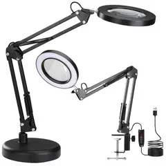 LUKOVEE - Lámpara De Escritorio Led Iluminada Lupa De 10x Con Base