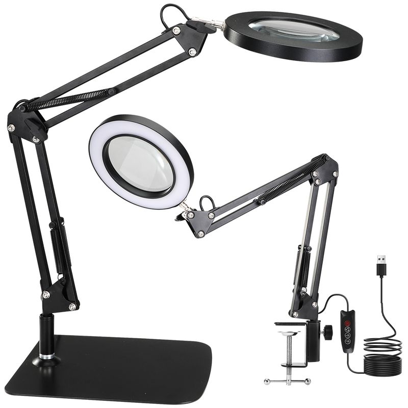 LUKOVEE - Lámpara De Escritorio Led Iluminada Lupa De 10x Con Base cuadrada
