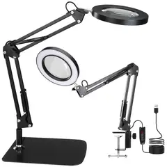 LUKOVEE - Lámpara De Escritorio Led Iluminada Lupa De 10x Con Base cuadrada