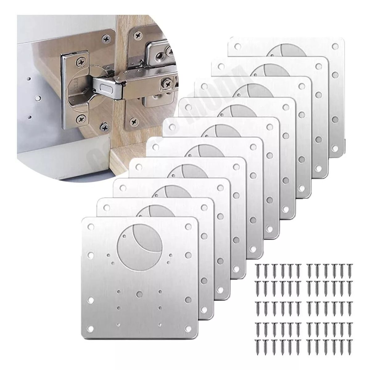 KUANGYE - 10 Pcs Placa De Reparación Bisagra Puerta Gabinete Mueble
