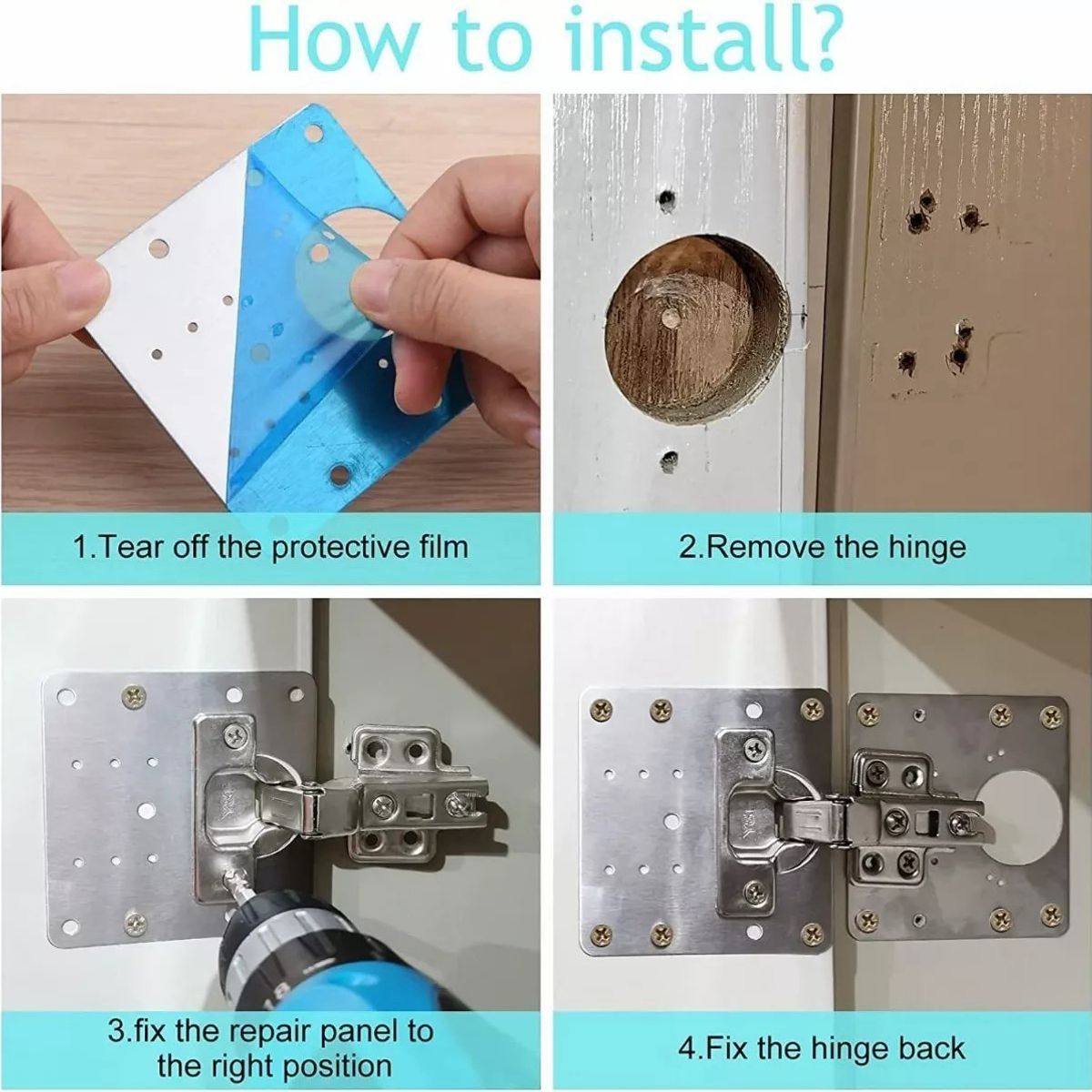 KUANGYE - 10 Pcs Placa De Reparación Bisagra Puerta Gabinete Mueble