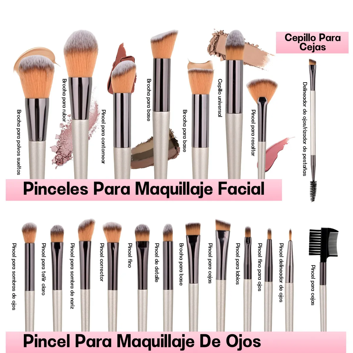 YAYKO - Set Brochas y Pinceles para Maquillaje Profesional 33pcs