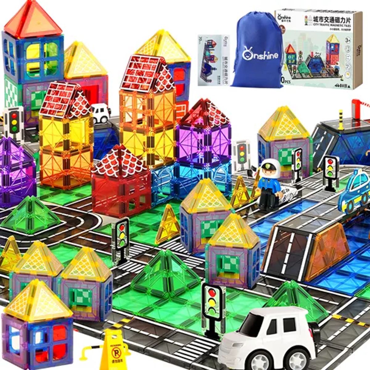 LUKOVEE - Bloques Magnéticos Castillo Y Auto 70 Piezas De Colores