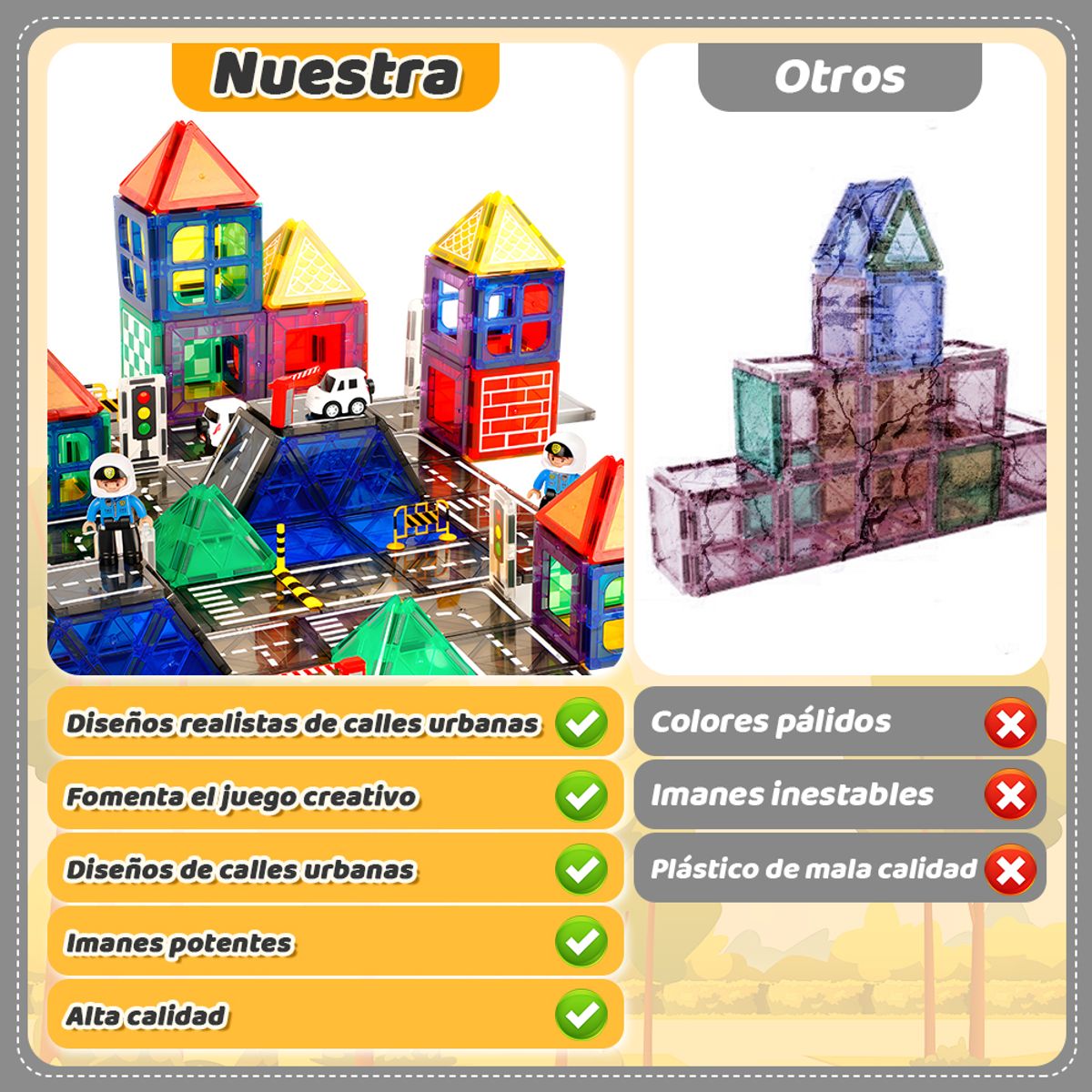 LUKOVEE - Bloques Magnéticos Castillo Y Auto 70 Piezas De Colores