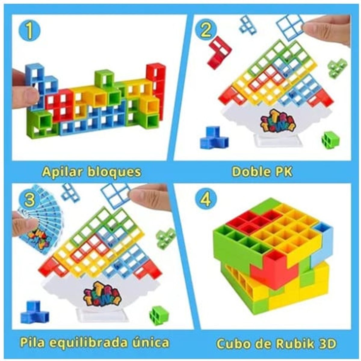 KUANGYE - Tetris de equilibrio 48 piezas Tetra Tower