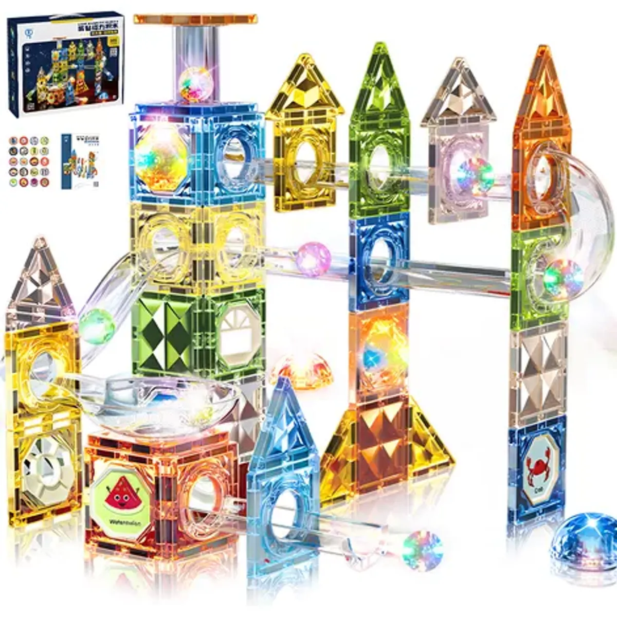 LUKOVEE - 105 Pista De Bolitas Con Luces Bloque Construcción Magnético