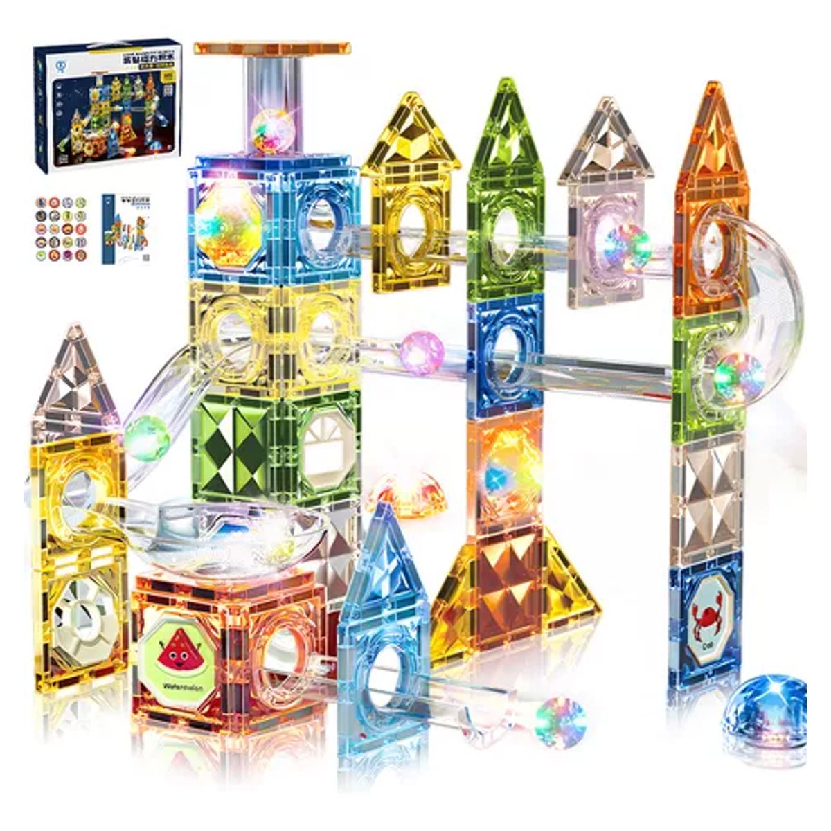 LUKOVEE - 105 Pista De Bolitas Con Luces Bloque Construcción Magnético