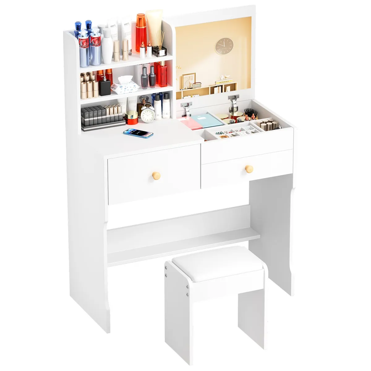 YAYKO - Tocador Con Taburete Y Espejo