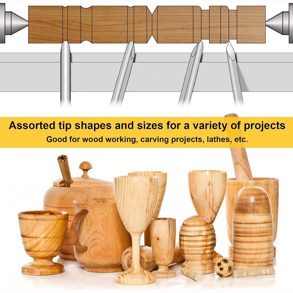 KUANGYE - Set 8 De Gubias Juego Cinceles Para Torno Madera Tallado