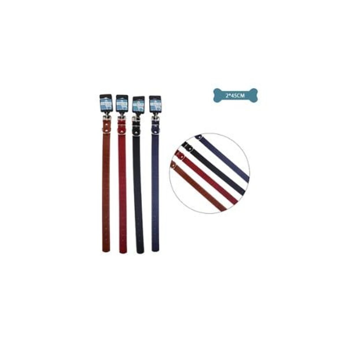 GENERICO - Collar PU Para Mascota Color Aleatorio 2.0 x 45cm 12pcs