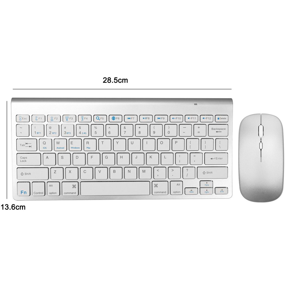 BITART - Kit Teclado y Mouse Inalámbrico Blanco