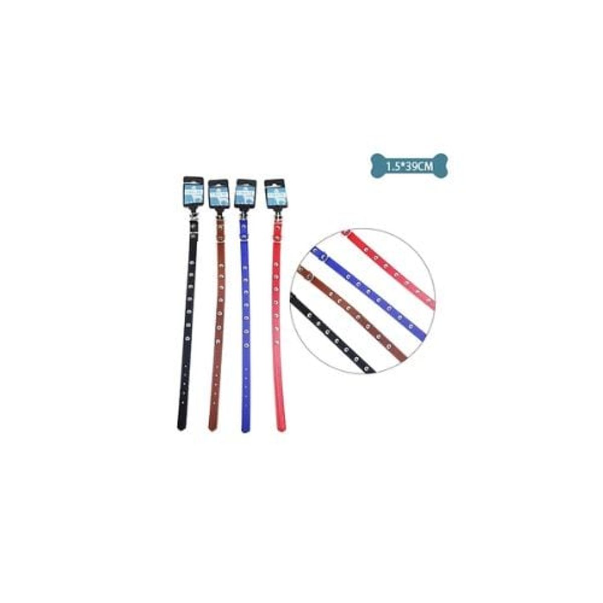 GENERICO - Collar PU Con Tachuelas Color Aleatorio 1.5 x 39cm 12pcs