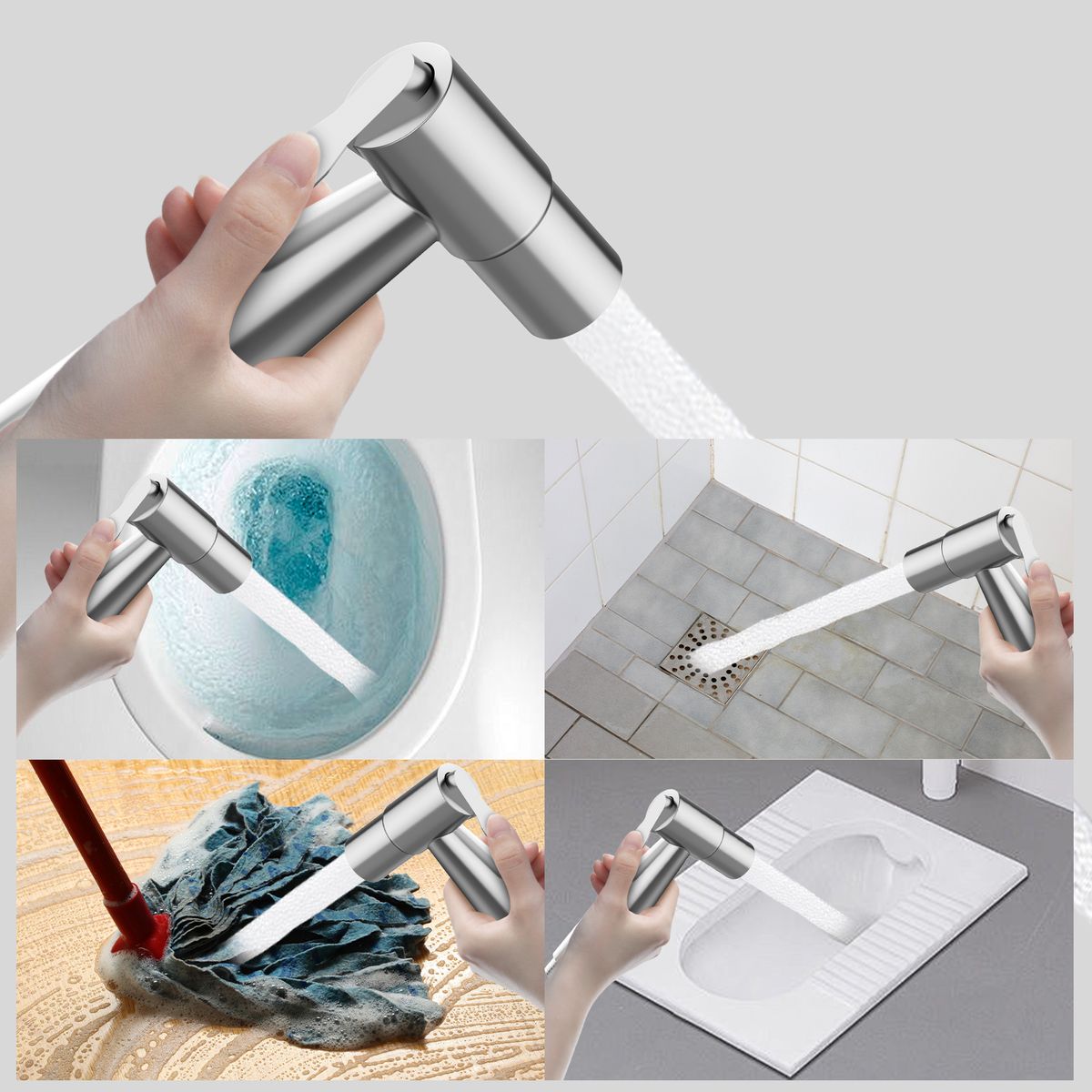 AIZO - Ducha Bidet Arabe Wc Inodoro Acero Inoxidable plata