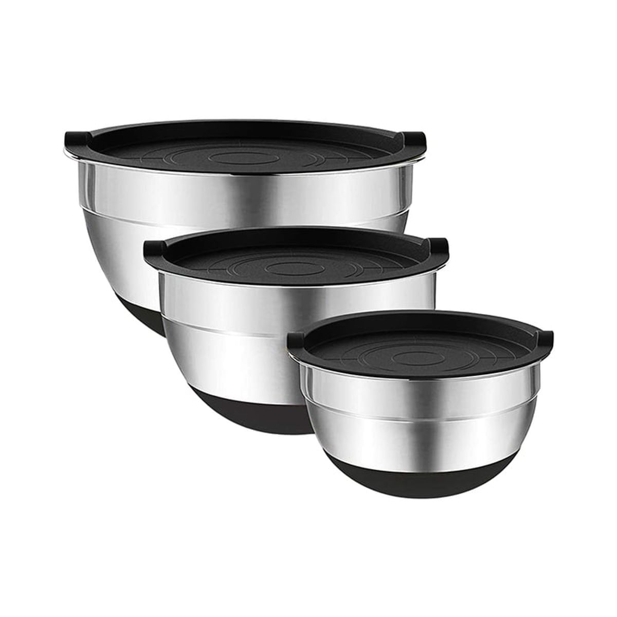 BITART - Set 3 Bowls con Tapa Acero Inoxidable Antideslizante