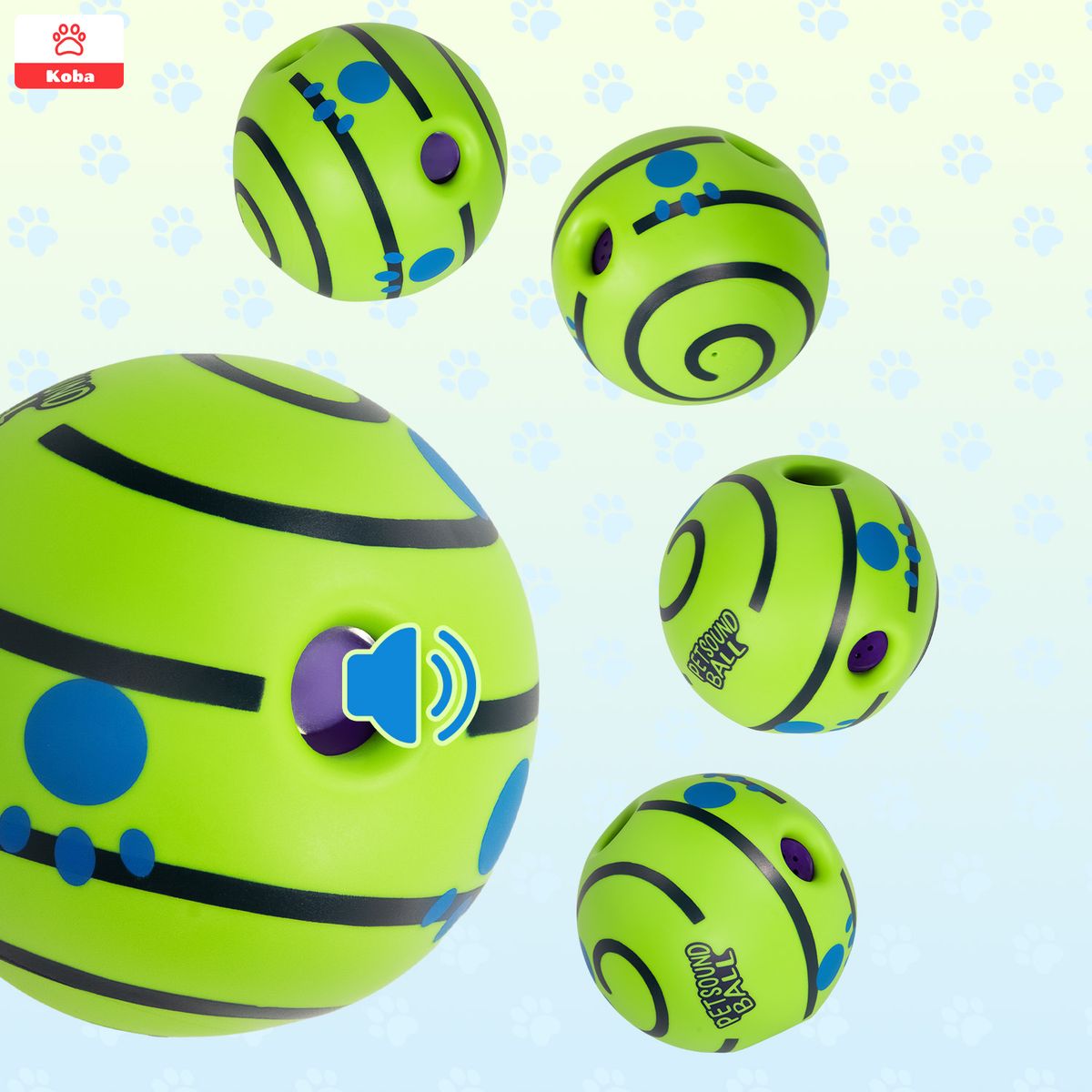 KOBA - 2 Pelotas Para Perros Juguete Interactivo Sonido Grande 14cm