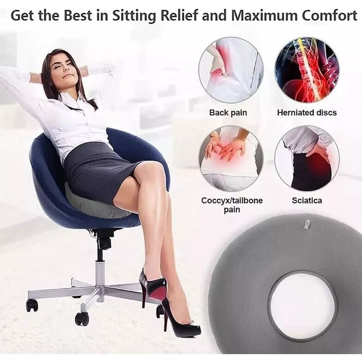 KUANGYE - Cojin Dona Ortopedicas Para Las Hemorroides Inflable Asiento