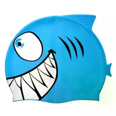 SAEKO - Gorra Natación Silicona SHARK Azul