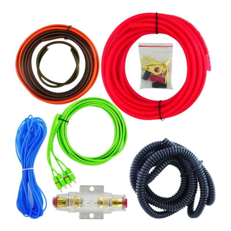 GENERICO - Kit De Cables Para Amplificador Hasta 1800 Watt De 8 Gauge