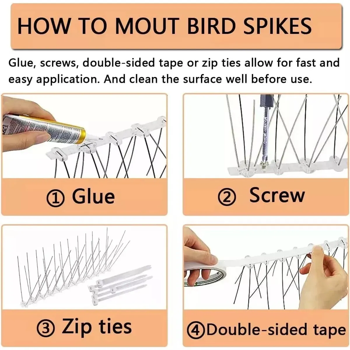 MUNDO MAGIA - Púas Repelentes Palomas Ahuyentador Aves 12pcs