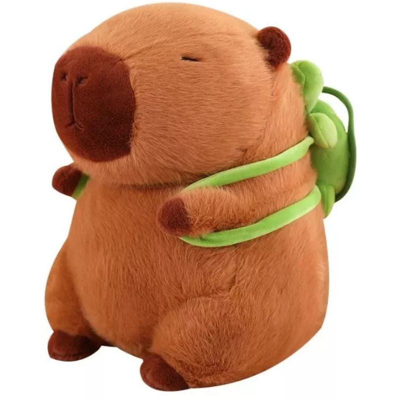 GENERICO - Capibara de Peluche con Mochila de Tortuga de 32 cm