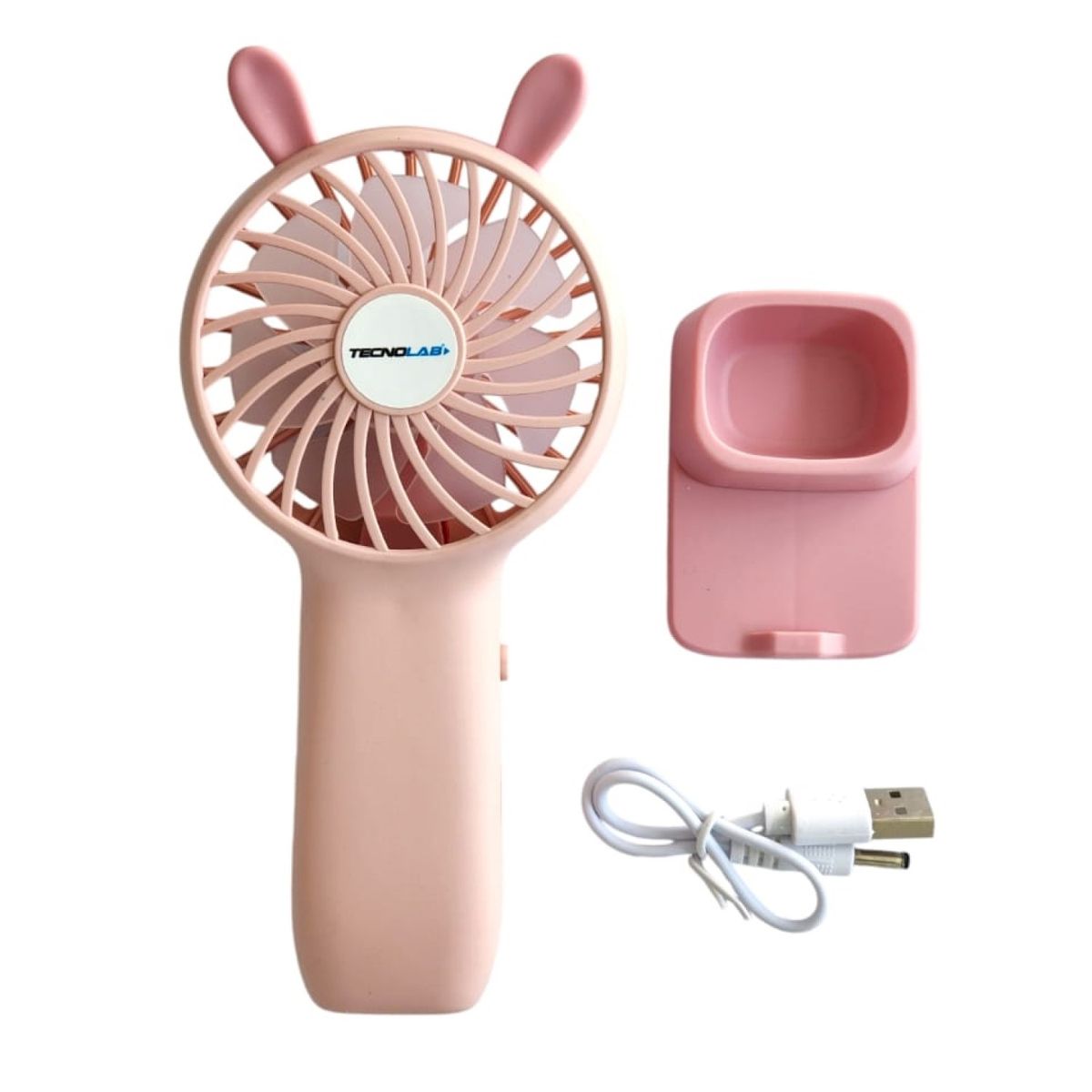 TECNOLAB - Mini Ventilador Portátil Recargable Rosa TL672P