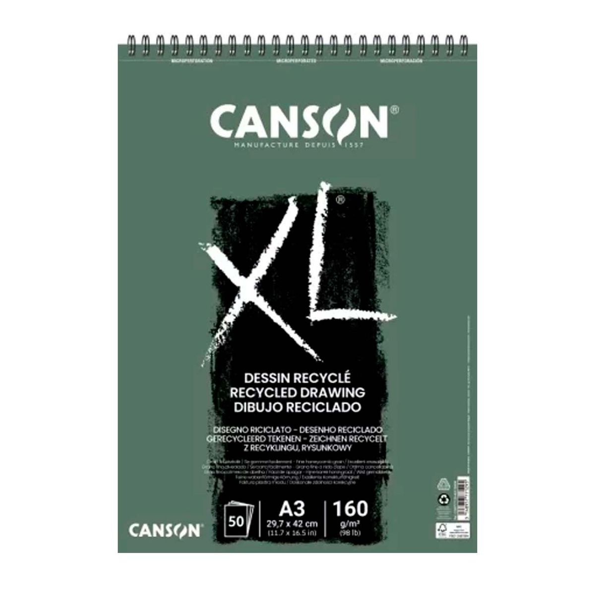CANSON - Croquera Canson XL Recycle 160gr 50 hjs A3 (29.7x42cm)
