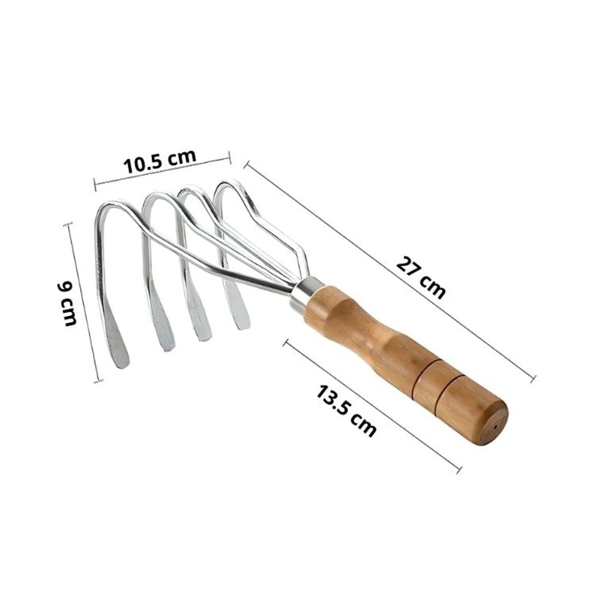 CRUSEC - Rastrillo de 4 Dientes Mango Ergonómico Acero Inoxidable