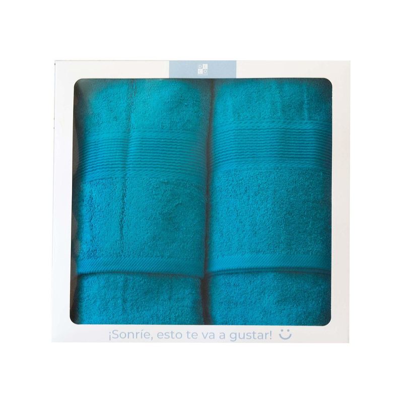 DECO EXPRESS - Box de 2 Toallas 550gr 70x140/45x90cm Turquesa
