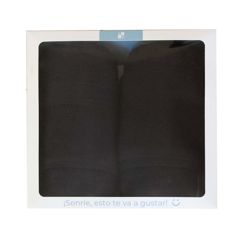 DECO EXPRESS - Box de 2 Toallas 550gr 70x140/45x90cm Negro