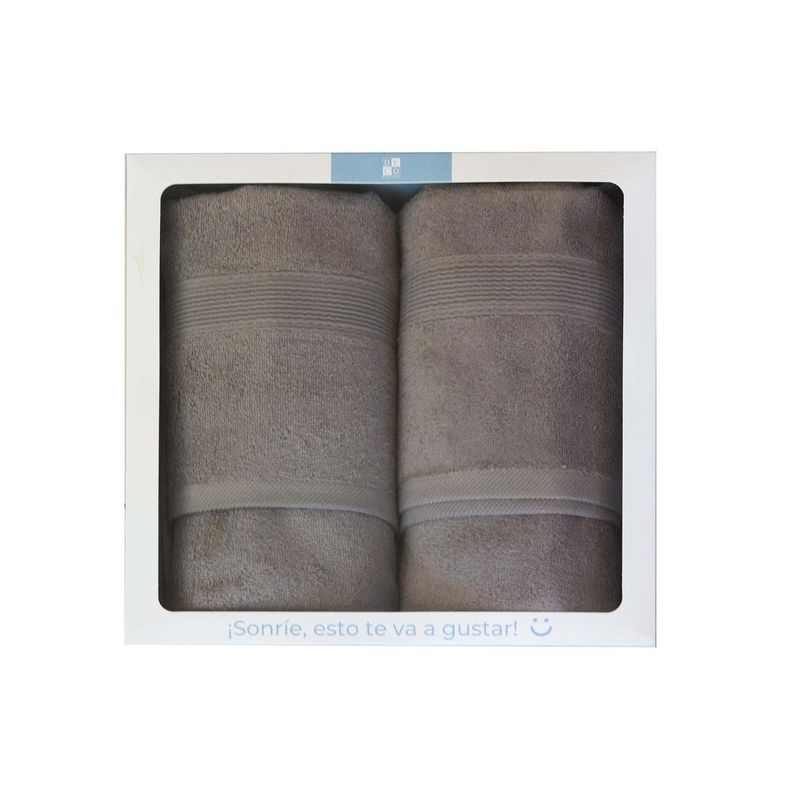 DECO EXPRESS - Box de 2 Toallas de baño 550gr 70x140 cm Gris
