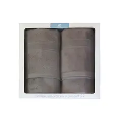 DECO EXPRESS - Box de 2 Toallas de baño 550gr 70x140 cm Gris