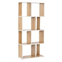 Estante Librero Vertical Top Living Book-0 Madera y Blanco