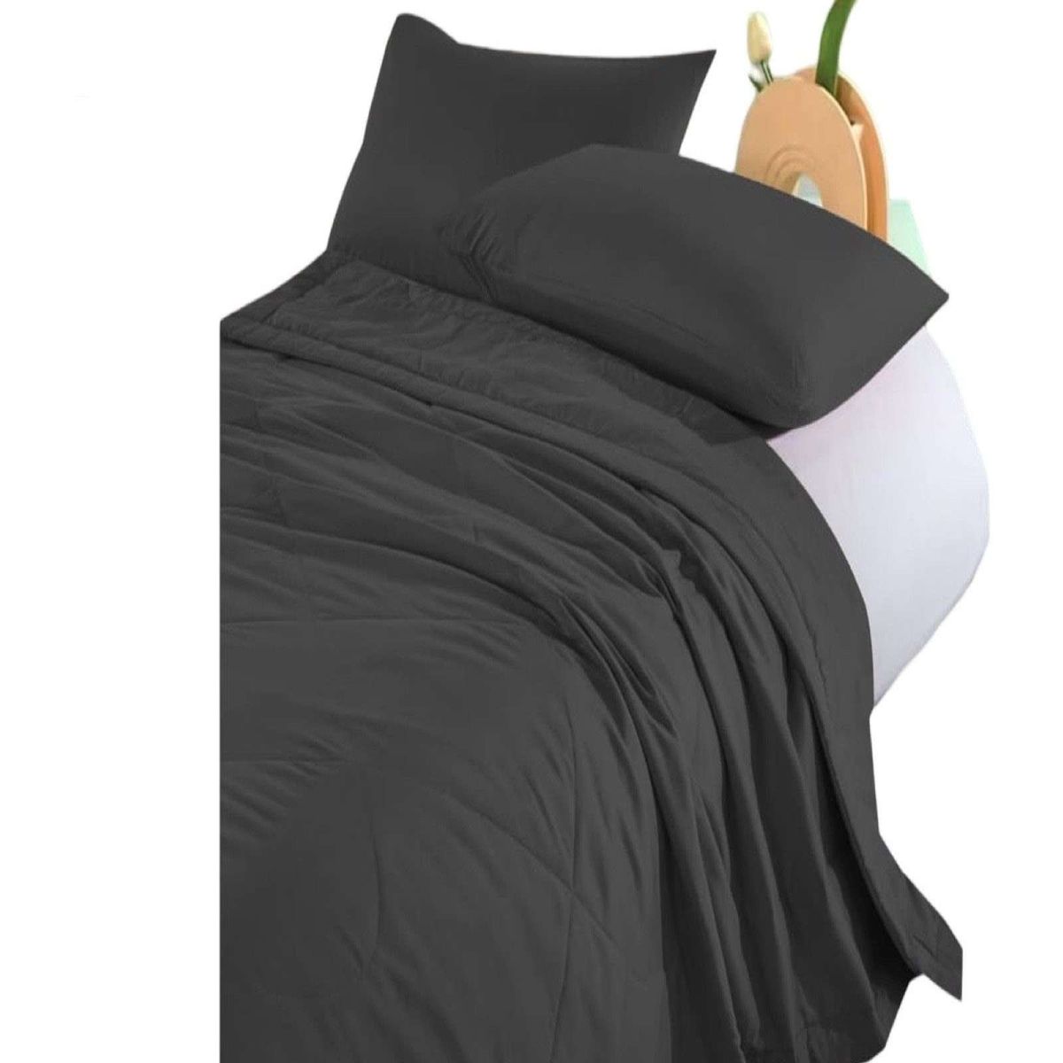 GENERICO - CUBRECAMA  EXTRA DELGADO NEGRO PLAZA Y MEDIA 180X220